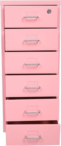 TFCFL Mobile File Cabinet 6 Drawer Vertical File Cabinet with Wheels Metal File Cabinet with Lock for Home Office, 11" D x 16" W x 27" H (Pink) in Saudi Arabia