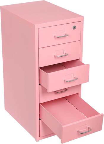 TFCFL Mobile File Cabinet 6 Drawer Vertical File Cabinet with Wheels Metal File Cabinet with Lock for Home Office, 11" D x 16" W x 27" H (Pink) in Saudi Arabia