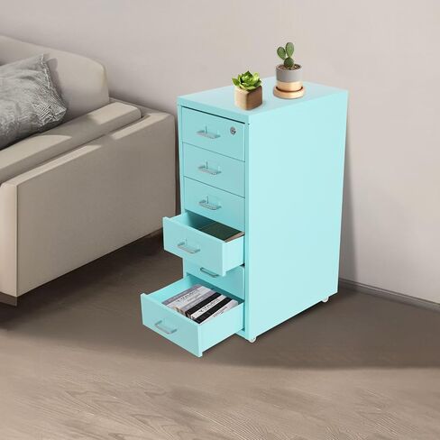 TFCFL Mobile File Cabinet 6 Drawer Vertical File Cabinet with Wheels Metal File Cabinet with Lock for Home Office, 11" D x 16" W x 27" H (Pink) in Saudi Arabia