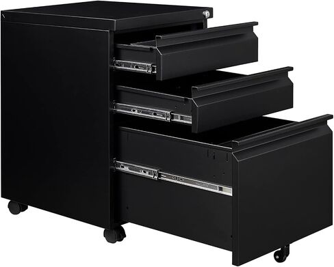 FLEXISPOT Metal File Cabinet for Under Desk Storage Mobile 3 Drawer File Cabinet Round Corner Design Filing Cabinets for Home Office,White in Saudi Arabia