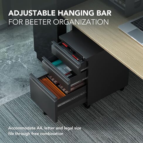 FLEXISPOT Metal File Cabinet for Under Desk Storage Mobile 3 Drawer File Cabinet Round Corner Design Filing Cabinets for Home Office,White in Saudi Arabia