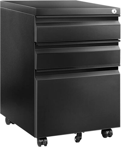 FLEXISPOT Metal File Cabinet for Under Desk Storage Mobile 3 Drawer File Cabinet Round Corner Design Filing Cabinets for Home Office,White in Saudi Arabia