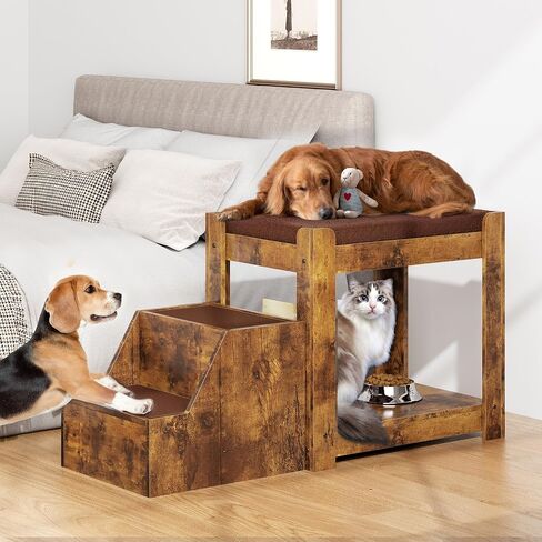 Large Dog Window Seat with Stairs, Non-Slip Removable Soft Pads, Indoor Dog Perch to Look Out Window in Kuwait