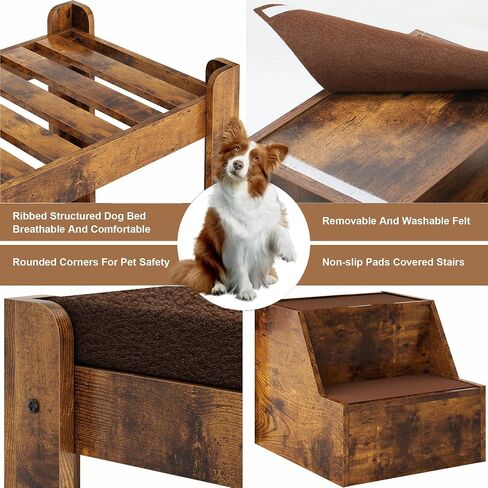 Large Dog Window Seat with Stairs, Non-Slip Removable Soft Pads, Indoor Dog Perch to Look Out Window in Kuwait