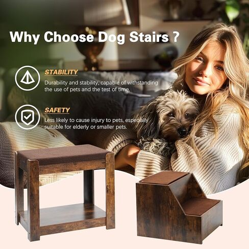 Large Dog Window Seat with Stairs, Non-Slip Removable Soft Pads, Indoor Dog Perch to Look Out Window in Kuwait