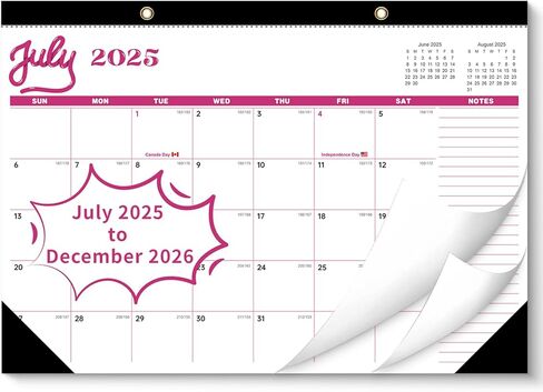 التقويم المكتبي 2025-2026 ، تقويم الجدار jxavo 2025 كبير الحجم 17 "× 12" يغطي يوليو 2025 - ديسمبر 2026 ، in Kuwait