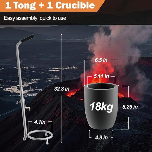 MMasters 15kg Hand-held Crucible Tongs Rack Set for Smelting Metal with a Silicon Carbide Graphite Crucible, for Melting Furnace Work, Melting Aluminum Copper Jewelry Casting Tools in Saudi Arabia