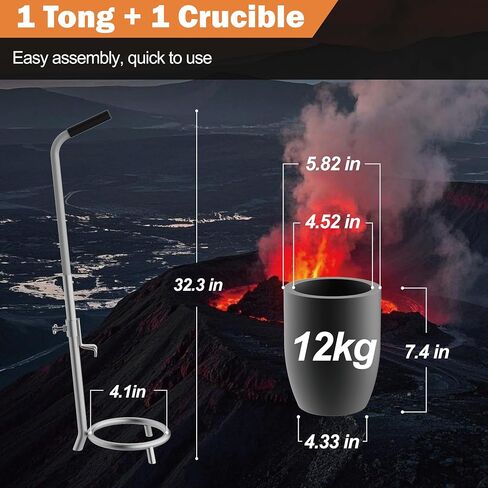 MMasters 15kg Hand-held Crucible Tongs Rack Set for Smelting Metal with a Silicon Carbide Graphite Crucible, for Melting Furnace Work, Melting Aluminum Copper Jewelry Casting Tools in Saudi Arabia