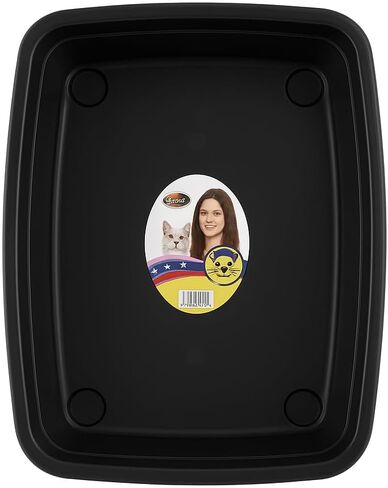 Open Cat Litter Box – Large Nonstick Litter Pan for Small & Large Cats | Durable Standard Box, Easy to Clean (Black) in Kuwait