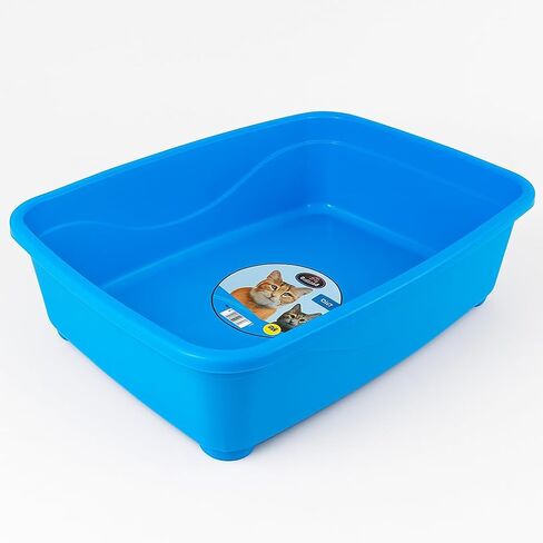 Open Cat Litter Box – Large Nonstick Litter Pan for Small & Large Cats | Durable Standard Box, Easy to Clean (Black) in Kuwait