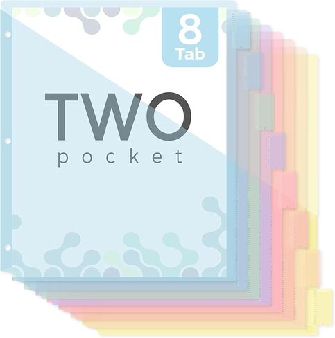 Skydue Pastel Binder Dividers مع علامات تبويب وجيوب - فواصل بلاستيكية ناعمة لثلاثة رنين ، وتشمل 16 ملصقات فهرس فارغة ، لتنظيم المدارس والمكاتب ، الوردي in Saudi Arabia