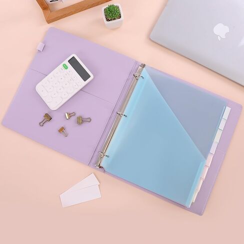 Skydue Pastel Binder Dividers مع علامات تبويب وجيوب - فواصل بلاستيكية ناعمة لثلاثة رنين ، وتشمل 16 ملصقات فهرس فارغة ، لتنظيم المدارس والمكاتب ، الوردي in Saudi Arabia