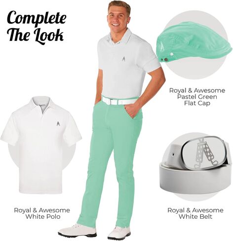 Royal & Awesome Pastel Mens Golf Pants, Golf Pants Men Slim Fit Stretch, Dress Pants Men, Men's Golf Pants in Kuwait