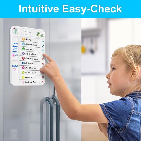 Magnetic Chore Chart for Kids, ADHD Task Tracker Easy-Check Routine Dry Erase Board, to-Do List Planning Tool with Stand for Fridge/Desk/Home/School, 6 Reusable Sheets, 3 Markers in Saudi Arabia