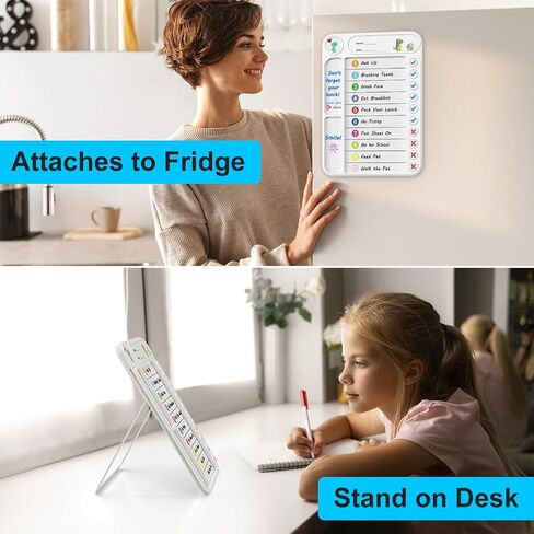 Magnetic Chore Chart for Kids, ADHD Task Tracker Easy-Check Routine Dry Erase Board, to-Do List Planning Tool with Stand for Fridge/Desk/Home/School, 6 Reusable Sheets, 3 Markers in Saudi Arabia