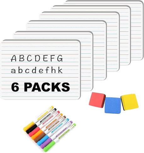 اللوحة البيضاء الصغيرة ، ألواح Laprowards الجافة 9'x 12 '' Mini Board مزدوجة الجوانب المحمولة للطلاب اللوازم المدرسية للطلاب (6 لوحات بيضاء) in Kuwait