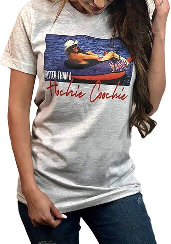 أكثر سخونة من Hoochie Coochie قميص موسيقى الريف تي شيرتات عجيبة بلايز للنساء خمر الجرافيك كم قصير تيز in Kuwait
