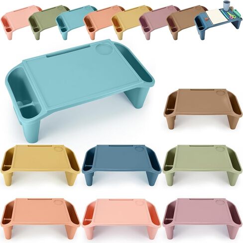8 Pcs Kids Lap Desk Tray Bulk 19.7x9.6x7.1in Portable Lap Tray for Kids Plastic Table with Side Storage Space for Bed Classroom Laptop Children Car Activity Eating Floor (Morandi Colors) in Saudi Arabia
