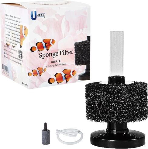 Uneaf Small Aquarium Sponge Filter Fish Fish Fish Filteration Filtering Fry Betta Shrimp Nano Tank Associory Air Stone 4 بوصة أنابيب طيران تصل إلى 10 جالون in Kuwait