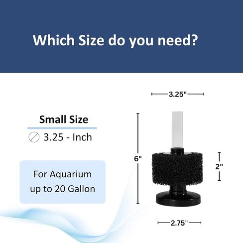 Uneaf Small Aquarium Sponge Filter Fish Fish Fish Filteration Filtering Fry Betta Shrimp Nano Tank Associory Air Stone 4 بوصة أنابيب طيران تصل إلى 10 جالون in Kuwait