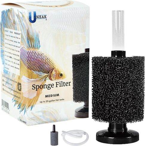 Uneaf Small Aquarium Sponge Filter Fish Fish Fish Filteration Filtering Fry Betta Shrimp Nano Tank Associory Air Stone 4 بوصة أنابيب طيران تصل إلى 10 جالون in Kuwait