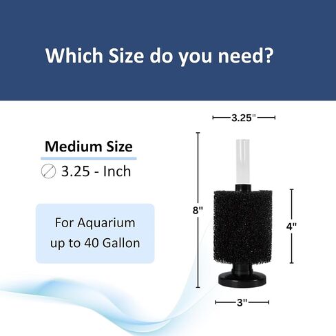Uneaf Small Aquarium Sponge Filter Fish Fish Fish Filteration Filtering Fry Betta Shrimp Nano Tank Associory Air Stone 4 بوصة أنابيب طيران تصل إلى 10 جالون in Kuwait
