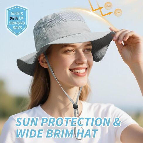 OZERO Boonie Sun Protection Hat: Breathable Wide Brim Hats for Women - Adjustable Bucket Hat for Fishing Hiking Safari Beach in Kuwait