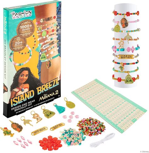 Fashion Angels Disney Moana 2 DIY Bracelet Making Kit, Includes 1,000+ Beads, 6 Charms, Design Board & More, Makes 20+ Bracelets, Craft for Kids Ages 8+ in Saudi Arabia