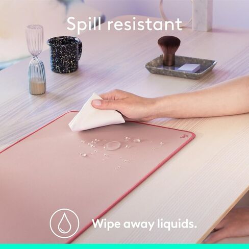 Logitech Desk Mat - Studio Series, Multifunctional Large Desk Pad, Extended Mouse Mat, Office Desk Protector with Anti-Slip Base, Spill-Resistant Durable Design - Pink in Saudi Arabia