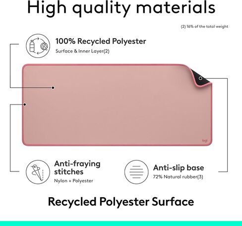 Logitech Desk Mat - Studio Series, Multifunctional Large Desk Pad, Extended Mouse Mat, Office Desk Protector with Anti-Slip Base, Spill-Resistant Durable Design - Pink in Saudi Arabia