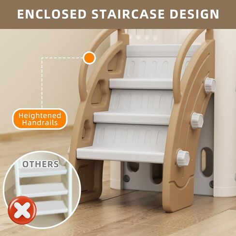 XJD 9 in 1 Toddler Slide, Jungle Slide with Basketball Hoop, Tunnel and Storage Space, Outdoor Indoor for Toddlers Age 1+,Tree House Design Toddlers Outdoor Indoor Playground (Brown) in Kuwait