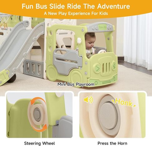 Toddler Slide, 10 in 1 Kids Slide Playset for Toddlers 1-3, Indoor Playground, Outdoor Playset, Green in Saudi Arabia