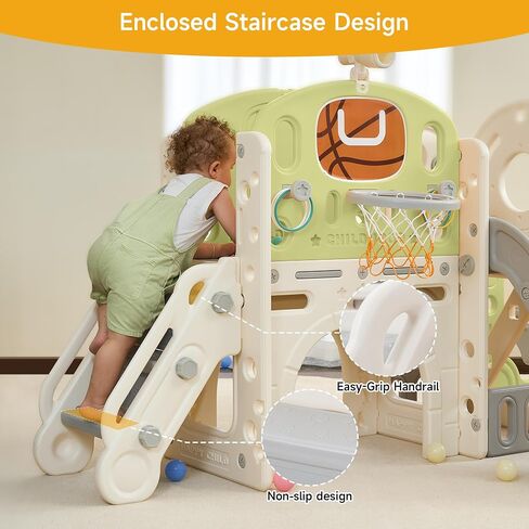 Toddler Slide, 10 in 1 Kids Slide Playset for Toddlers 1-3, Indoor Playground, Outdoor Playset, Green in Saudi Arabia