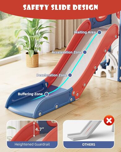 XJD 13-in-1 Slide and Swing Set ، Slide Kids For Toddlers Age 1+ ، Toddler Outdoor Playset ترقية جديدة مع مجموعة الجولف ، كرة السلة ، لوحة رسم للملعب (Red Blue) in Kuwait