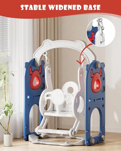 XJD 13-in-1 Slide and Swing Set ، Slide Kids For Toddlers Age 1+ ، Toddler Outdoor Playset ترقية جديدة مع مجموعة الجولف ، كرة السلة ، لوحة رسم للملعب (Red Blue) in Kuwait