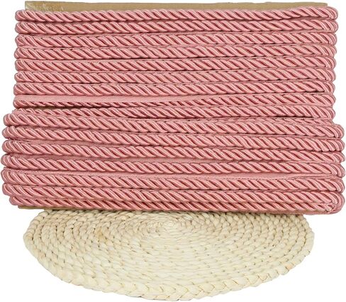 Fenghuangwu 13 Yard Handmade Cord Trim，1Cm/0.39Inch Diameter Twisted Trim Cord Rope for DIY,Home Décor,Upholstery,Curtain Tieback-Pink in Saudi Arabia