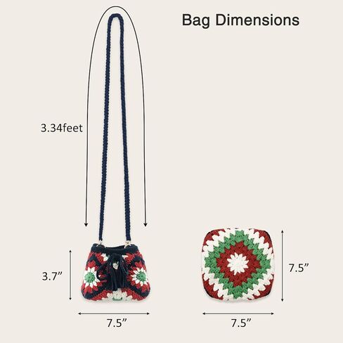 كيس الكروشيه NOOCRO CORCHET GRANNY SQUARE SHUMAI ، محفظة ، مجموعة DIY كاملة ، تعليمات مفصلة ، دروس فيديو ، للمبتدئين أو الكروشيهات المتوسطة والمتقدمة (العنبر) in Kuwait