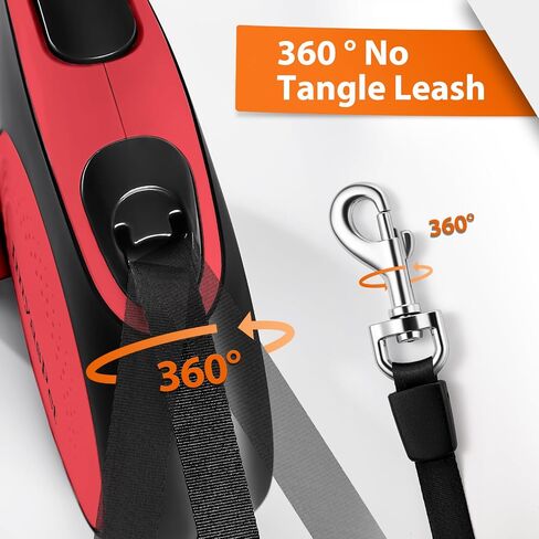 Retractable Dog Leash with Chew Proof Cable, Pet Walking Leash with Poop Bag Dispenser, 26Ft Heavy Duty Dog Leashes for Medium Large Dogs up to 110lbs (White, Large - 26 ft) in Saudi Arabia