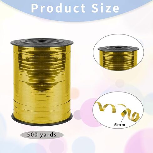 500 Yard Bright Gold Balloon String, 1/5" Ribbon Curling for Gift Wrapping, Balloon Ribbon, Birthday, Party, Festival, Florist Flowers Decoratio, Art Craft in Saudi Arabia