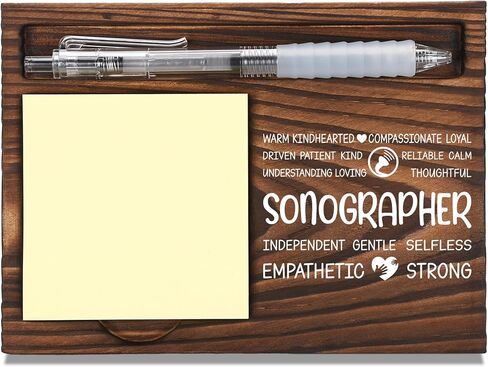 Sonographer Appreciation Gifts, Thank You Gift for Sonographer, Ultrasound Office Coworkers Staff Appreciation Gifts, Sticky Note Holder Wooden Notepad & Pen Holder 6.5" x 4.7" - FTA290 in Kuwait
