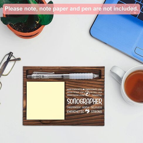 Sonographer Appreciation Gifts, Thank You Gift for Sonographer, Ultrasound Office Coworkers Staff Appreciation Gifts, Sticky Note Holder Wooden Notepad & Pen Holder 6.5" x 4.7" - FTA290 in Kuwait