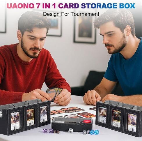 صندوق قائد سطح السفينة لـ MTG ، علبة بطاقة معيارية من 6 طوابق مع صينية النرد تحتوي على 600+ بطاقة مزدوجة الأكمام ، وصندوق تخزين لبطاقات التداول القابلة للإزالة مع 35pt من حاملي البطاقات المغناطيسية لـ TCG ، اللون الرمادي الأسود in Kuwait