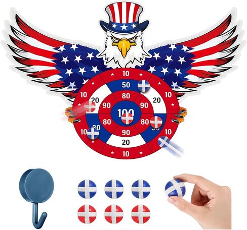 ألعاب الرابع من يوليو مجموعة ألعاب Dart Board Ploves مع 6 كرات لزجة الاستقلال American Day Party لصالح الحفل الأبيض والأزرق رمي الفناء الداخلي في الهواء الطلق (Eagle) in Kuwait