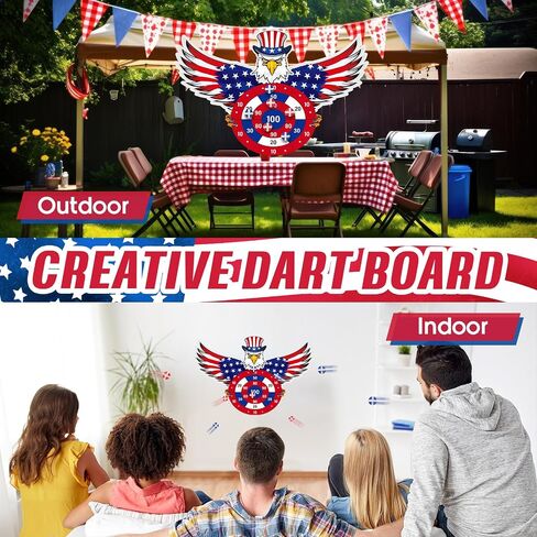 ألعاب الرابع من يوليو مجموعة ألعاب Dart Board Ploves مع 6 كرات لزجة الاستقلال American Day Party لصالح الحفل الأبيض والأزرق رمي الفناء الداخلي في الهواء الطلق (Eagle) in Kuwait