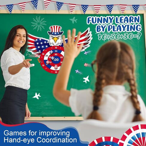 ألعاب الرابع من يوليو مجموعة ألعاب Dart Board Ploves مع 6 كرات لزجة الاستقلال American Day Party لصالح الحفل الأبيض والأزرق رمي الفناء الداخلي في الهواء الطلق (Eagle) in Kuwait