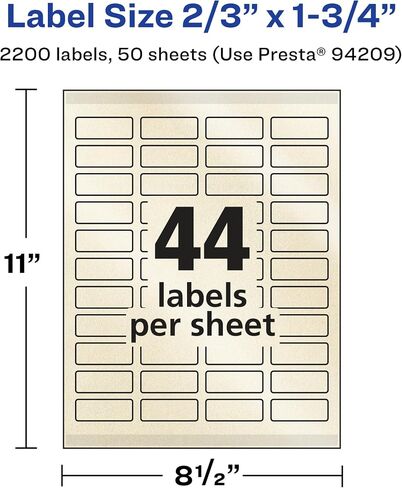 Avery Pearlized Ivory Rectangle Labels with Sure Feed Technology, Print-to-The-Edge, 2/3" x 1-3/4", 4,400 Pearlized Ivory Labels, Laser/Inkjet Printable Labels in Saudi Arabia