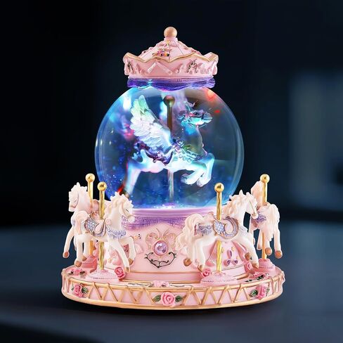 Carousel Horses Music Box Gift Color Changing Lights Unicorn Snow Globe for Wife Mom Women Girls Friend Women Daughter Girls Sister Birthday Anniversary in Saudi Arabia