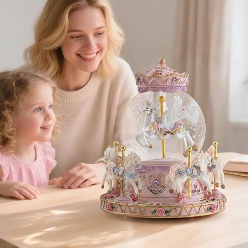 Carousel Horses Music Box Gift Color Changing Lights Unicorn Snow Globe for Wife Mom Women Girls Friend Women Daughter Girls Sister Birthday Anniversary in Saudi Arabia