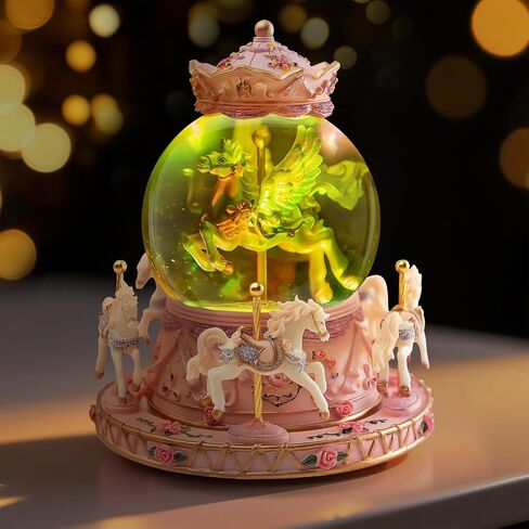 Carousel Horses Music Box Gift Color Changing Lights Unicorn Snow Globe for Wife Mom Women Girls Friend Women Daughter Girls Sister Birthday Anniversary in Saudi Arabia