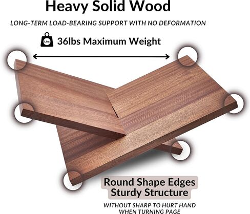 Honygebia Solid Wood Book Stands - Cross Frame Walnut Wooden Book Holder, Open Bookstand for Display and Reading, Suitable for Art, Bible, Cookbook, Easel, Magazine, Textbooks in Kuwait